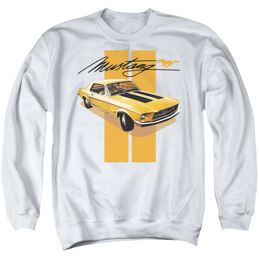 Ford Mustang Stang Stripes Mens Crewneck Sweatshirt White