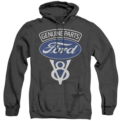 Ford V8 Genuine Parts Mens Heather Hoodie Black Officially Licensed