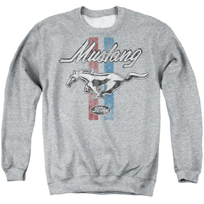 Ford Mustang Mustang Stripes Mens Crewneck Sweatshirt Athletic Heather