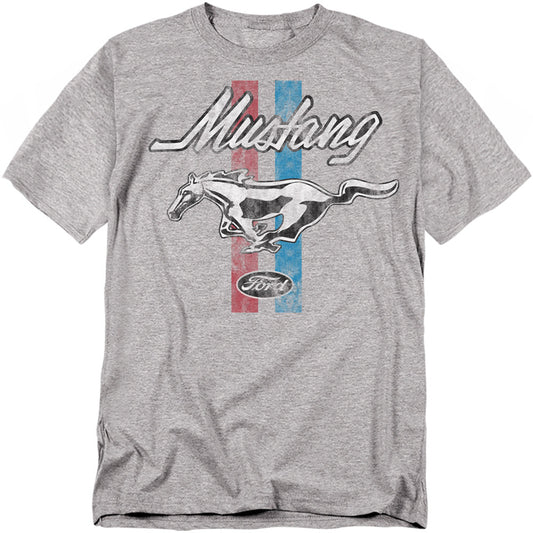 Ford Mustang Mustang Stripes Mens T Shirt Athletic Heather