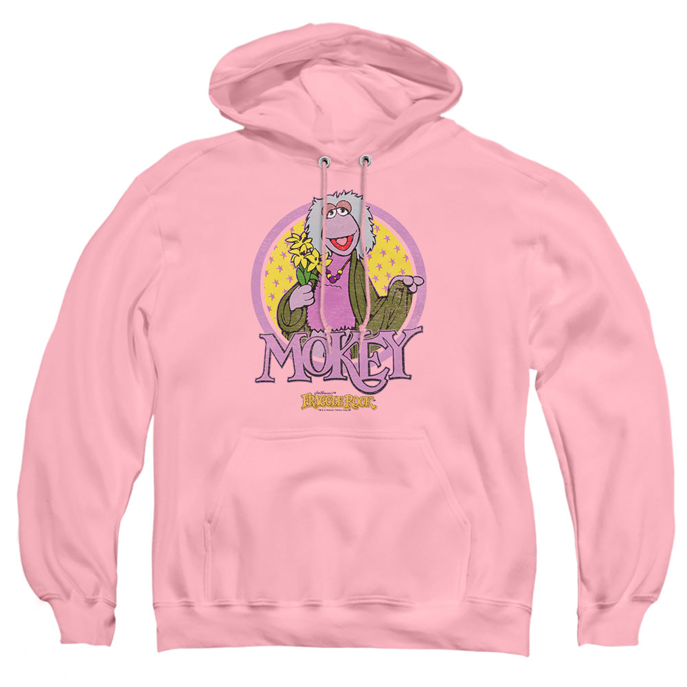Fraggle Rock Mokey Circle Mens Hoodie Pink