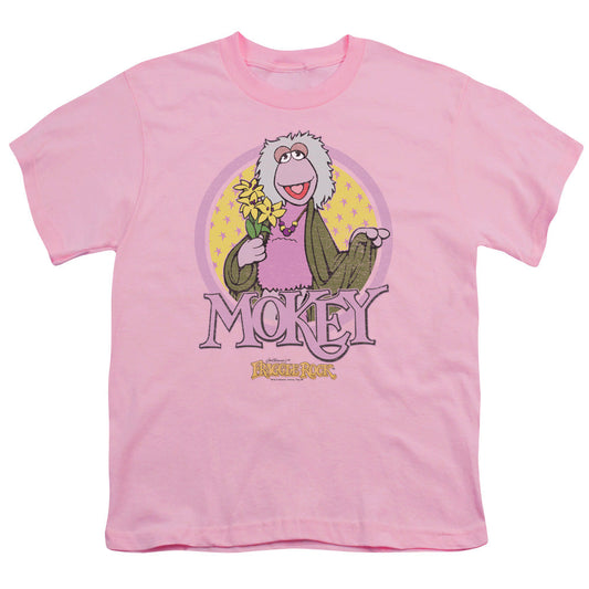 Fraggle Rock Mokey Circle Kids Youth T Shirt Pink