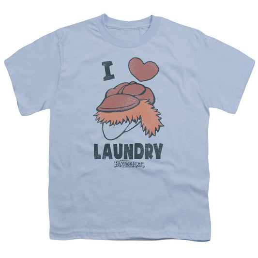 Fraggle Rock Laundry Lover Kids Youth T Shirt Light Blue