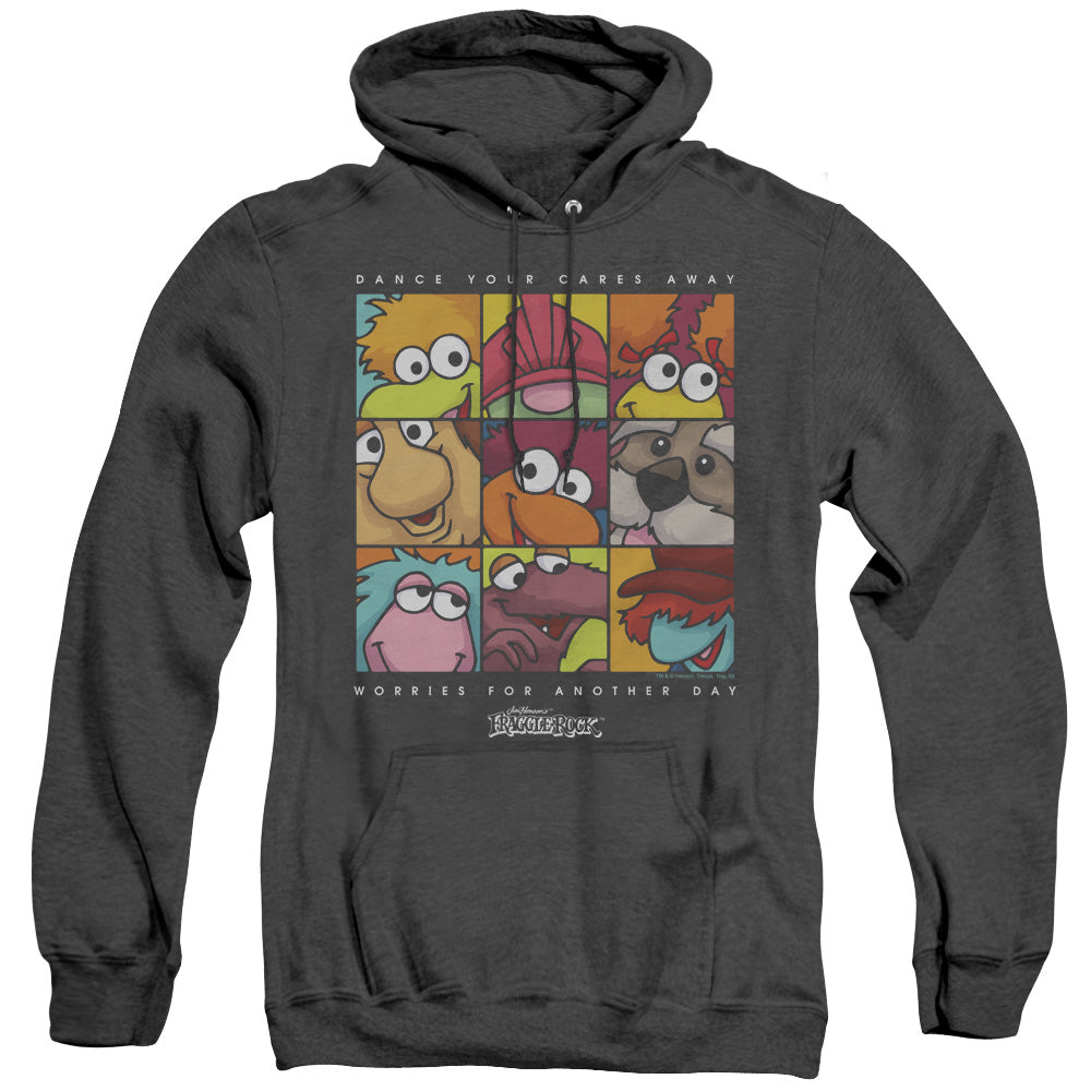 Fraggle Rock Squared Mens Heather Hoodie Black Officially Licensed