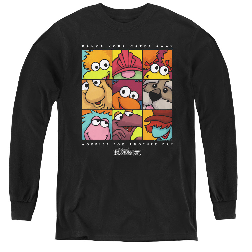 Fraggle Rock Squared Long Sleeve Kids Youth T Shirt Black