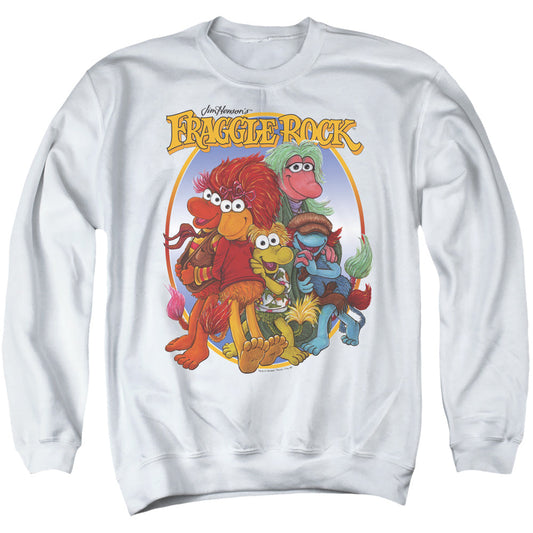 Fraggle Rock Group Hug Mens Crewneck Sweatshirt White