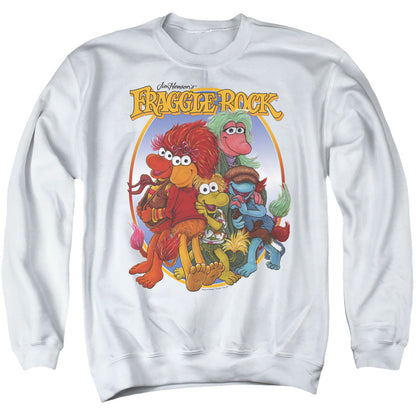 Fraggle Rock Group Hug Mens Crewneck Sweatshirt White