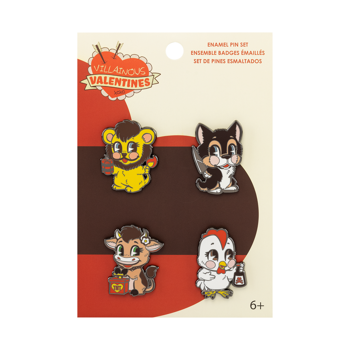 VILLAINOUS VALENTINES 4-PACK PIN SET