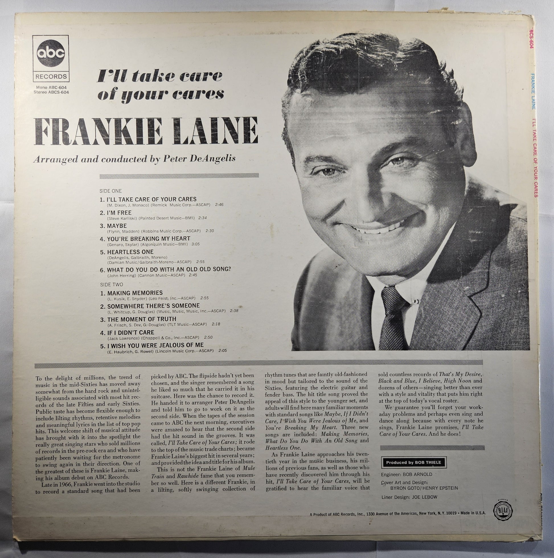 Frankie Laine - I'll Take Care of Your Cares [1967 Used Vinyl Record LP]