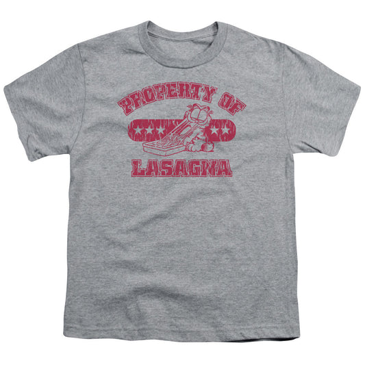 Garfield Property of Lasagna Kids Youth T Shirt Athletic Heather