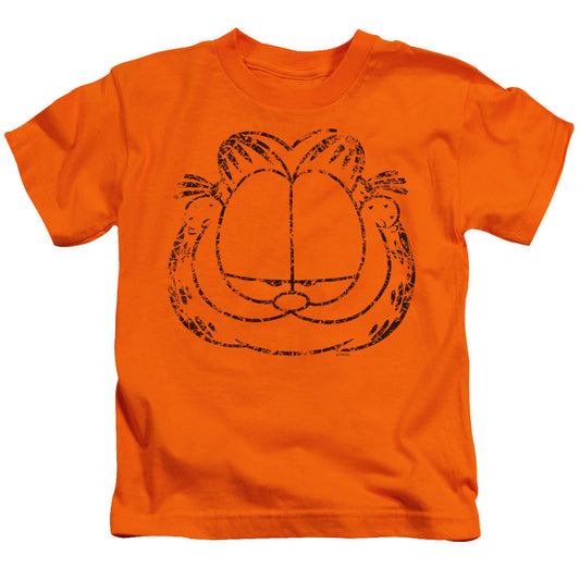 Garfield Irking Distressed Juvenile Kids Youth T Shirt Orange