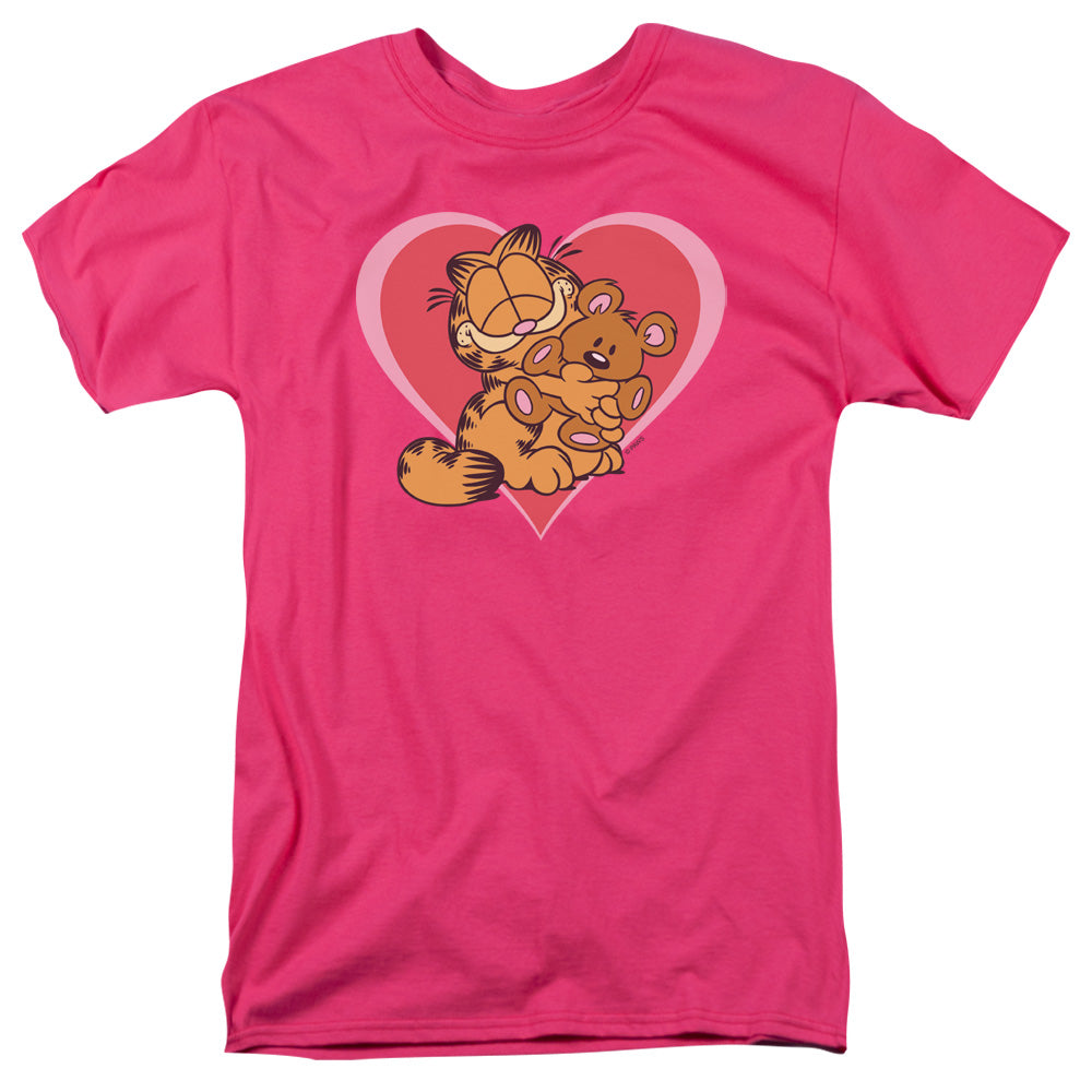 Garfield Cute N Cuddly Mens T Shirt Hot Pink Officially Licensed