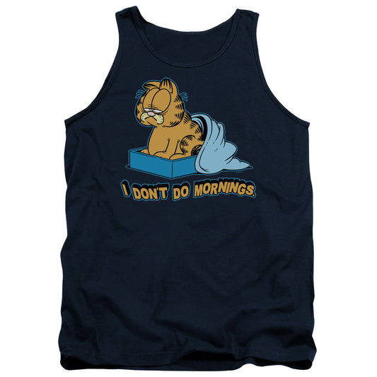 Garfield I Dont Do Mornings Mens Tank Top Shirt Navy