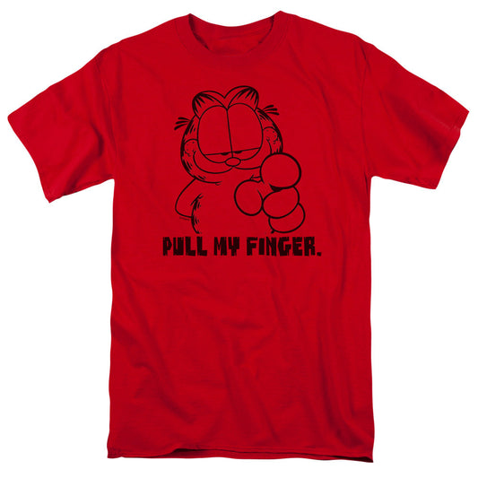 Garfield Pull My Finger Mens T Shirt Red Officially Licensed