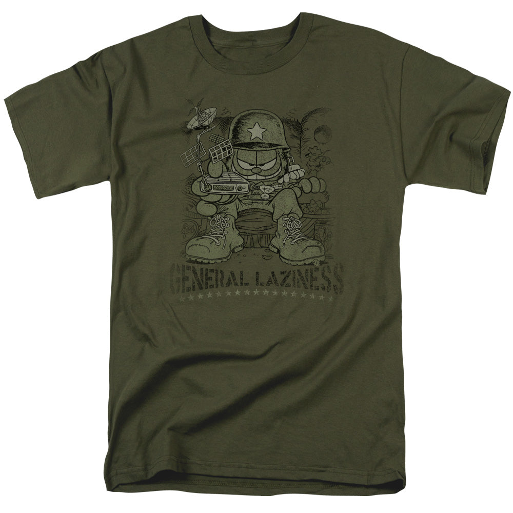 Garfield General Laziness Mens T Shirt Military Green Officially Licensed