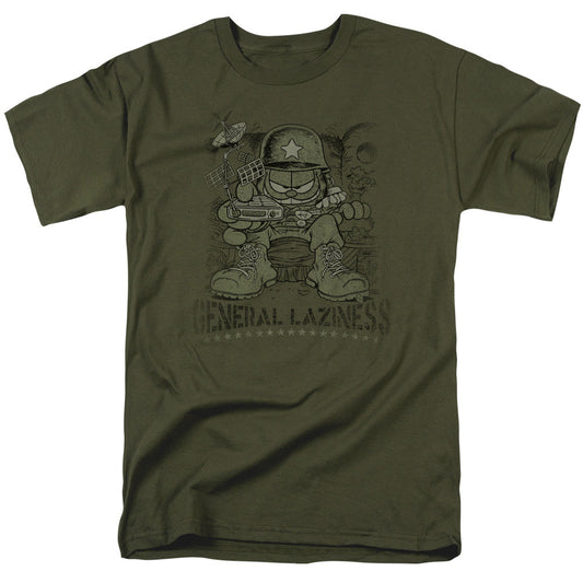 Garfield General Laziness Mens T Shirt Military Green Officially Licensed