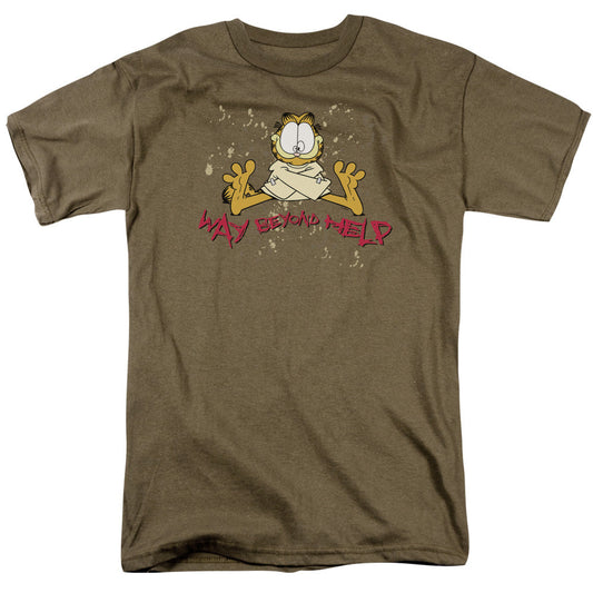 Garfield Way Beyond Help Mens T Shirt Safari Green Officially Licensed