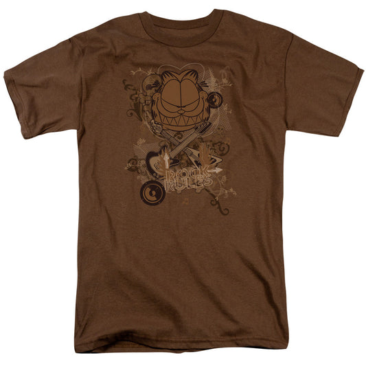 Garfield Rock Rules Mens T Shirt Coffee Officially Licensed
