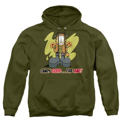 Garfield Candy Good Mens Hoodie Military Green