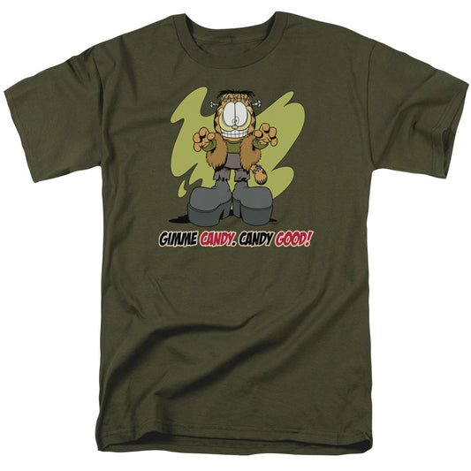 Garfield Candy Good Mens T Shirt Military Green Officially Licensed