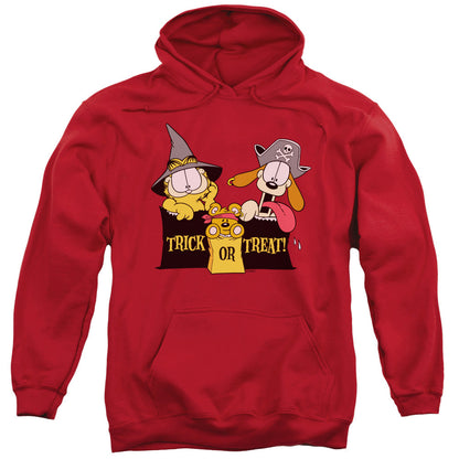 Garfield Trick Or Treat Mens Hoodie Red