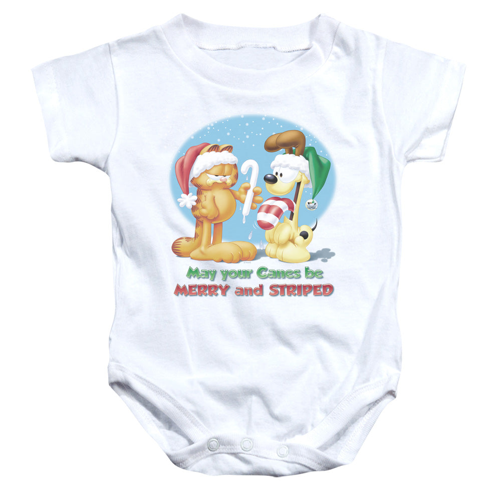 Garfield Merry and Striped Infant Baby Snapsuit White (24 Mos)
