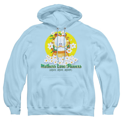 Garfield Mothers Love Flowers Mens Hoodie Light Blue