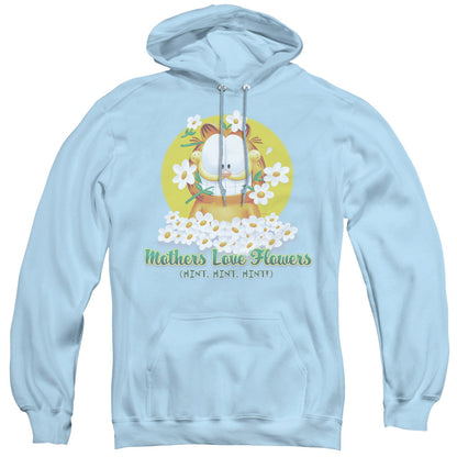 Garfield Mothers Love Flowers Mens Hoodie Light Blue