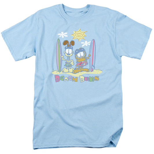 Garfield Beach Bums Mens T Shirt Light Blue Officially Licensed
