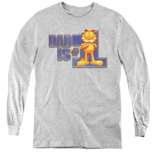 Garfield Dad is Number One Long Sleeve Kids Youth T Shirt Athletic Heather