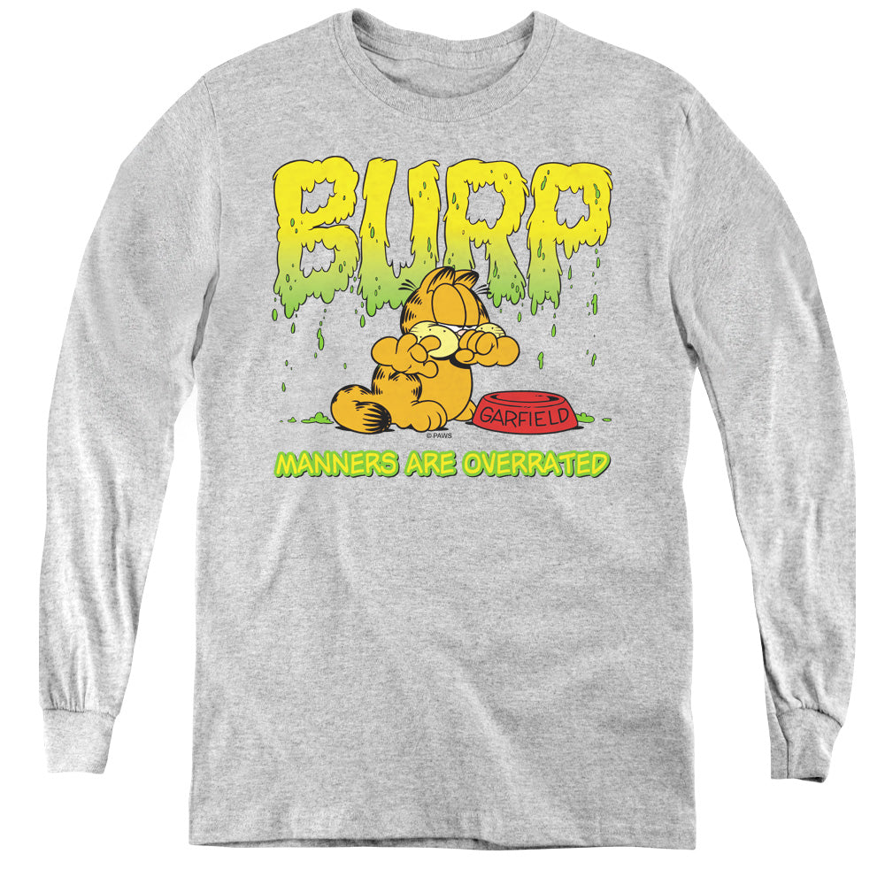 Garfield Manners Long Sleeve Kids Youth T Shirt Athletic Heather