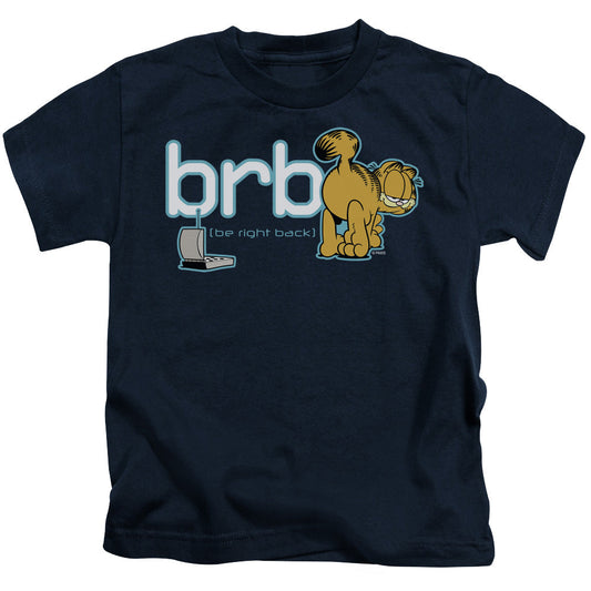 Garfield Be Right Back Juvenile Kids Youth T Shirt Navy