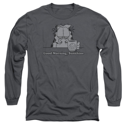 Garfield Good Morning Sunshine Mens Long Sleeve Shirt Charcoal Officially Licensed