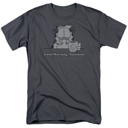 Garfield Good Morning Sunshine Mens T Shirt Charcoal Officially Licensed