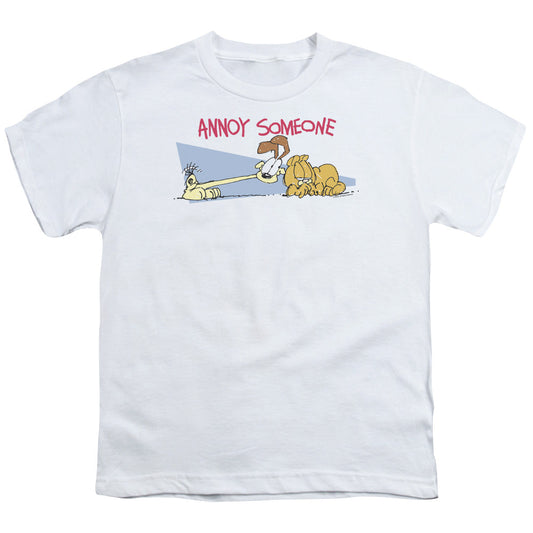 Garfield Annoy Someone Kids Youth T Shirt White