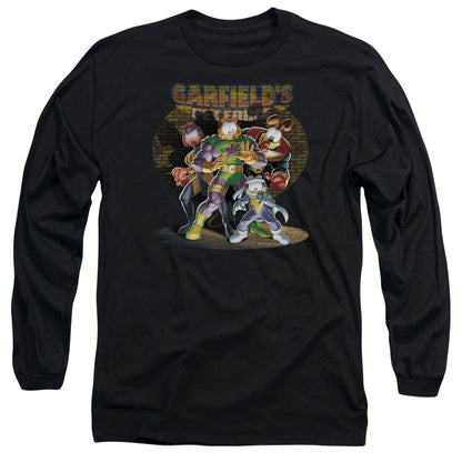 Garfield Spotlight Mens Long Sleeve Shirt Black Officially Licensed