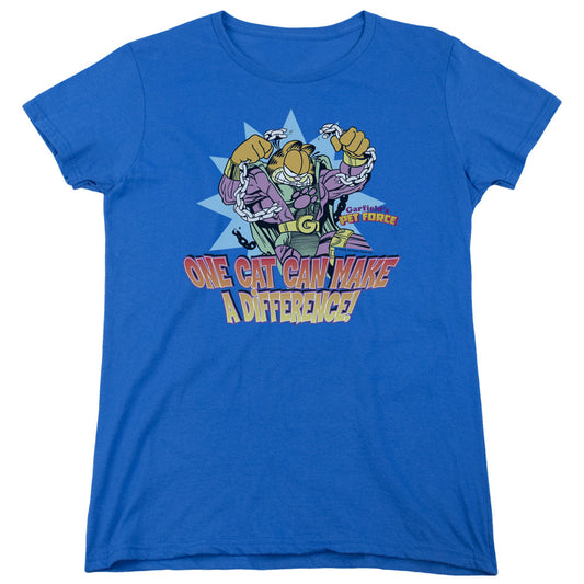 Garfield Make a Difference Womens T Shirt Royal Blue