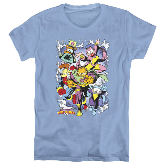 Garfield Ripped Womens T Shirt Carolina Blue