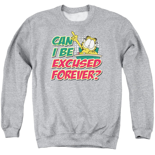 Garfield Excused Forever Mens Crewneck Sweatshirt Athletic Heather