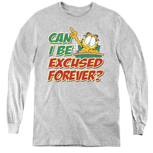 Garfield Excused Forever Long Sleeve Kids Youth T Shirt Athletic Heather