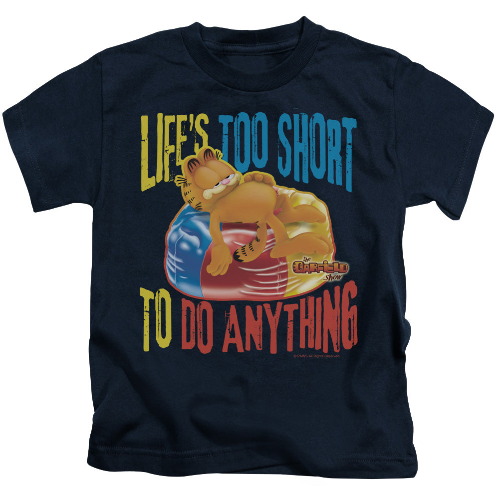 Garfield Too Short Juvenile Kids Youth T Shirt Navy