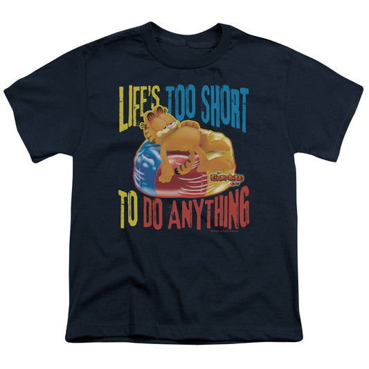 Garfield Too Short Kids Youth T Shirt Navy