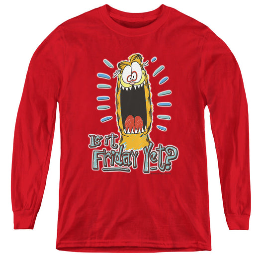 Garfield Friday Long Sleeve Kids Youth T Shirt Red