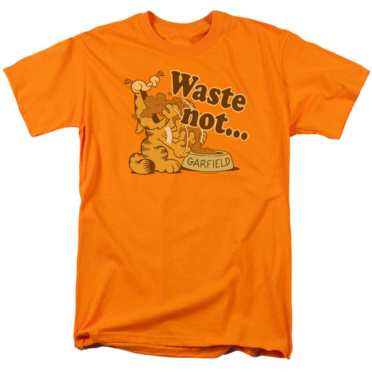 Garfield Waste Not Mens T Shirt Orange Officially Licensed