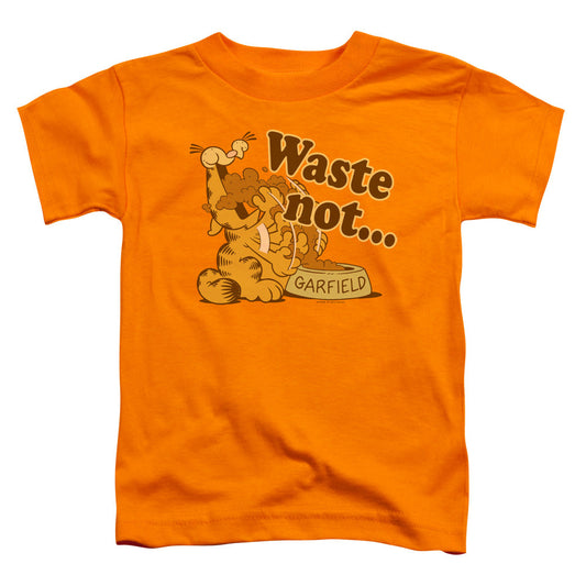 Garfield Waste Not Toddler Kids Youth T Shirt Orange