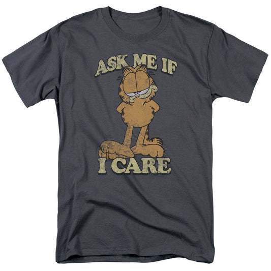 Garfield Ask Me Mens T Shirt Charcoal Officially Licensed
