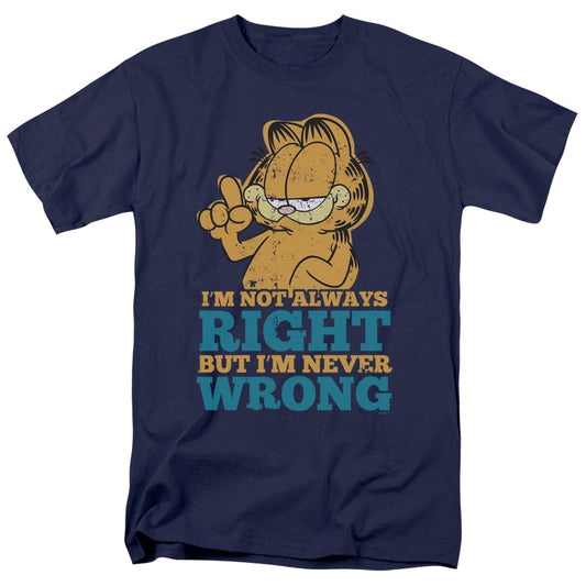 Garfield Never Wrong Mens T Shirt Navy Officially Licensed