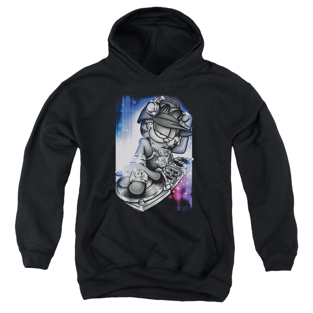 Garfield Dj Lazy Kids Youth Hoodie Black