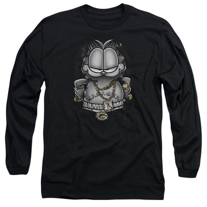 Garfield Lasagna For Life Mens Long Sleeve Shirt Black Officially Licensed