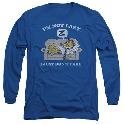 Garfield Not Lazy Mens Long Sleeve Shirt Royal Blue
